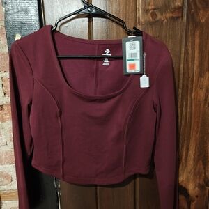 Converse Women's Burgundy Long Sleeve Top NWT